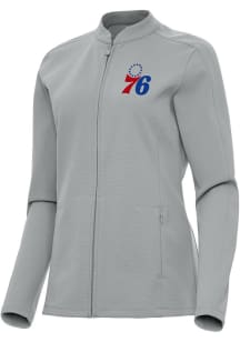 Antigua Philadelphia 76ers Womens Grey Regard Light Weight Jacket