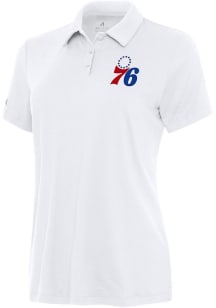 Antigua Philadelphia 76ers Womens White Reprocess Recycled Short Sleeve Polo Shirt