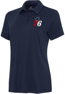 Antigua Philadelphia 76ers Womens Navy Blue Reprocess Recycled Short Sleeve Polo Shirt
