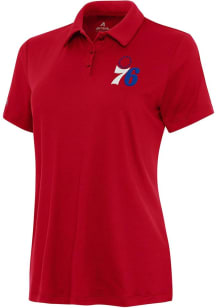 Antigua Philadelphia 76ers Womens Red Reprocess Recycled Short Sleeve Polo Shirt
