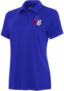 Antigua Philadelphia 76ers Womens Blue Reprocess Recycled Short Sleeve Polo Shirt