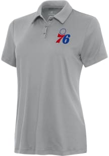 Antigua Philadelphia 76ers Womens Grey Reprocess Recycled Short Sleeve Polo Shirt