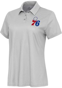 Antigua Philadelphia 76ers Womens White Rings Short Sleeve Polo Shirt