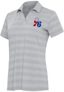 Antigua Philadelphia 76ers Womens Grey Tunnel Short Sleeve Polo Shirt