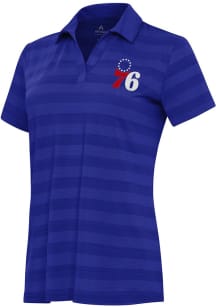 Antigua Philadelphia 76ers Womens Blue Tunnel Short Sleeve Polo Shirt