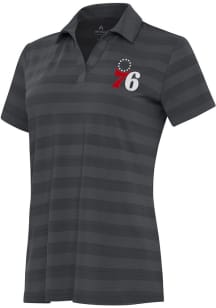 Antigua Philadelphia 76ers Womens Grey Tunnel Short Sleeve Polo Shirt