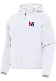 Antigua Philadelphia 76ers Womens White Universe Filled Jacket