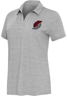 Antigua Portland Trail Blazers Womens Grey Layout Short Sleeve Polo Shirt