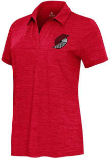 Antigua Portland Trail Blazers Womens Red Layout Short Sleeve Polo Shirt