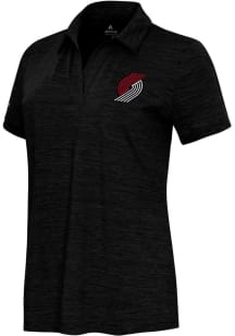 Antigua Portland Trail Blazers Womens Black Layout Short Sleeve Polo Shirt