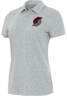 Antigua Portland Trail Blazers Womens Grey Matter Short Sleeve Polo Shirt