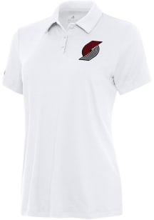 Antigua Portland Trail Blazers Womens White Reprocess Recycled Short Sleeve Polo Shirt
