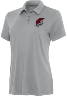 Antigua Portland Trail Blazers Womens Grey Reprocess Recycled Short Sleeve Polo Shirt