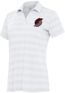 Antigua Portland Trail Blazers Womens White Tunnel Short Sleeve Polo Shirt