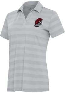 Antigua Portland Trail Blazers Womens Grey Tunnel Short Sleeve Polo Shirt