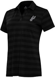 Antigua San Antonio Spurs Womens Black Tunnel Short Sleeve Polo Shirt