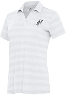 Antigua San Antonio Spurs Womens White Tunnel Short Sleeve Polo Shirt
