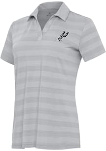 Antigua San Antonio Spurs Womens Grey Tunnel Short Sleeve Polo Shirt