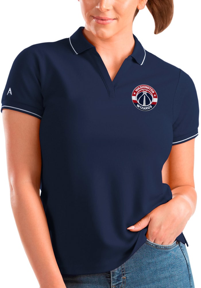 Antigua Washington Wizards Womens Navy Blue Affluent Short Sleeve Polo Shirt