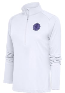 Antigua Racing Louisville Womens White Tribute Qtr Zip Pullover
