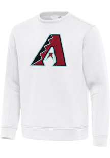 Antigua Arizona Diamondbacks Mens White Full Front Relevant Long Sleeve Crew Sweatshirt