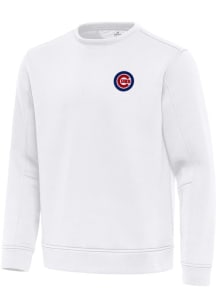 Antigua Chicago Cubs Mens White Relevant Long Sleeve Crew Sweatshirt