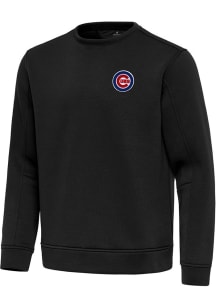Antigua Chicago Cubs Mens Black Relevant Long Sleeve Crew Sweatshirt