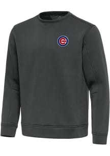 Antigua Chicago Cubs Mens Grey Relevant Long Sleeve Crew Sweatshirt