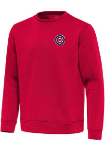 Antigua Chicago Cubs Mens Red Relevant Long Sleeve Crew Sweatshirt