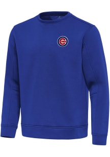 Antigua Chicago Cubs Mens Blue Relevant Long Sleeve Crew Sweatshirt