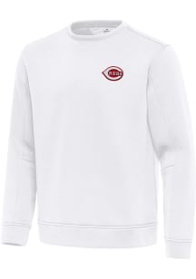 Antigua Cincinnati Reds Mens White Relevant Long Sleeve Crew Sweatshirt