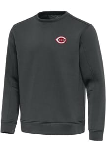 Antigua Cincinnati Reds Mens Grey Relevant Long Sleeve Crew Sweatshirt