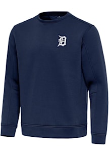 Antigua Detroit Tigers Mens Navy Blue Relevant Long Sleeve Crew Sweatshirt