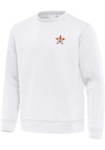 Antigua Houston Astros Mens White Relevant Long Sleeve Crew Sweatshirt