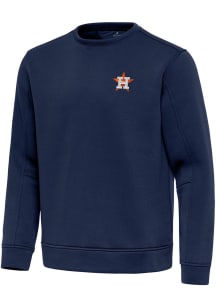 Antigua Houston Astros Mens Navy Blue Relevant Long Sleeve Crew Sweatshirt