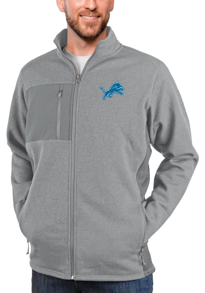 Antigua Detroit Lions Grey Course Medium Weight Jacket, Grey, 100% POLYESTER, Size 4XL, Rally House