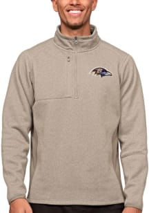 Antigua Baltimore Ravens Mens Oatmeal Course Long Sleeve 1/4 Zip Pullover