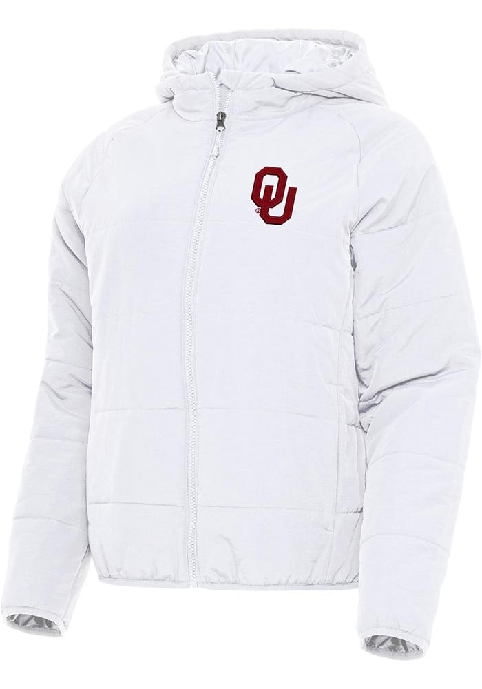 Oklahoma Sooners Antigua Womens White Universe Filled Jacket