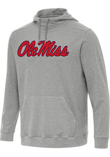 Antigua Ole Miss Rebels Mens Grey Full Front Cloud Long Sleeve Hoodie