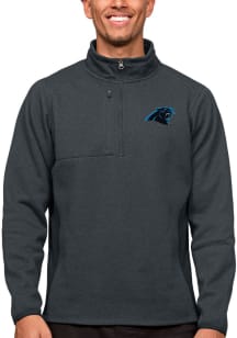 Antigua Carolina Panthers Mens Charcoal Course Long Sleeve 1/4 Zip Pullover