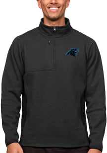 Antigua Carolina Panthers Mens Black Course Long Sleeve 1/4 Zip Pullover