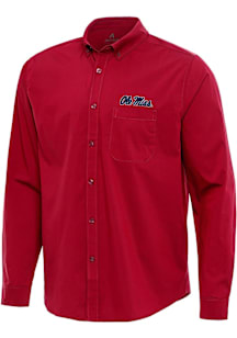 Antigua Ole Miss Rebels Mens Red Flight Long Sleeve Dress Shirt