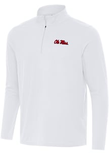 Antigua Ole Miss Rebels Mens White Intent Long Sleeve Qtr Zip Pullover