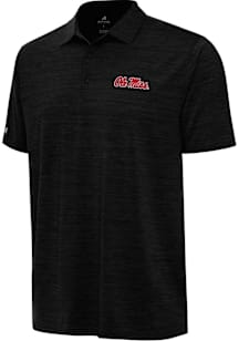 Antigua Ole Miss Rebels Mens Black Layout Short Sleeve Polo