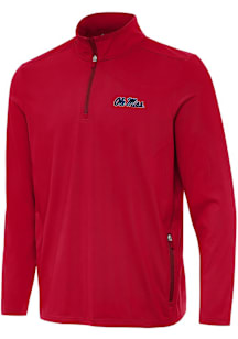 Antigua Ole Miss Rebels Mens Red Perilous Long Sleeve Qtr Zip Pullover