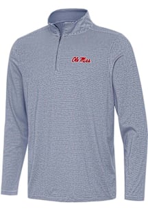 Antigua Ole Miss Rebels Mens Navy Blue Twine Long Sleeve Qtr Zip Pullover