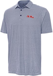 Antigua Ole Miss Rebels Mens Navy Blue Twine Short Sleeve Polo