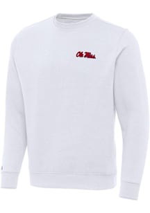 Antigua Ole Miss Rebels Mens White Victory Long Sleeve Crew Sweatshirt