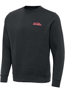 Antigua Ole Miss Rebels Mens Charcoal Victory Long Sleeve Crew Sweatshirt