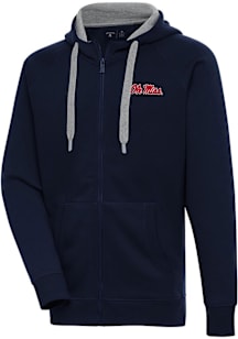 Antigua Ole Miss Rebels Mens Navy Blue Victory Long Sleeve Full Zip Jacket